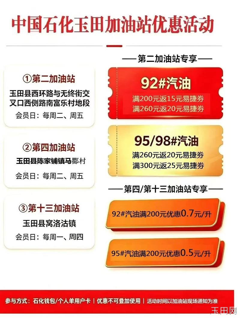 中石化玉田十三加油站特惠公告